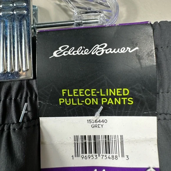 NWT Eddie Bauer Women's Stretch Fleece Lined Polar Pant Grey Plaid Size 14 - Picture 4 of 7